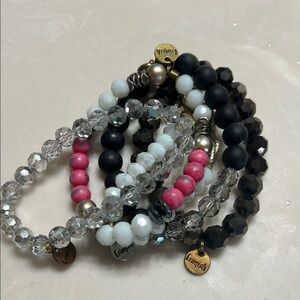 Erimish Black and White Beaded Bracelets Set